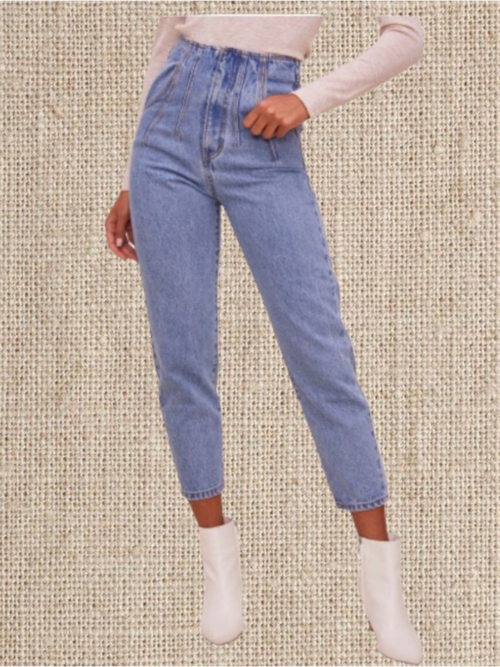 Astr Light Blue Boyfriend Jeans with Paperbag Waist - Picture 4 of 4